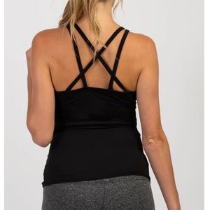 PinkBlush charcoal Crisscross Back Fitted Maternity Active Top